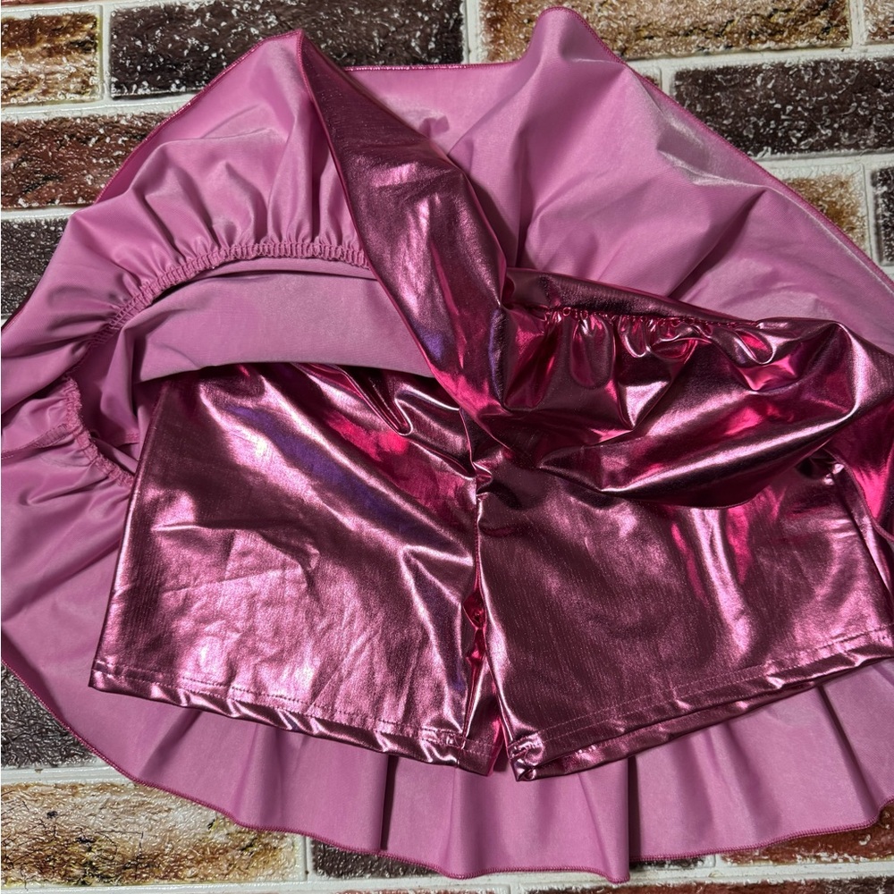 NWT Lola + The Boys pink metallic skort skirt girls size 12 - Picture 4 of 4